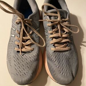 ASICS Gray and pink gel Kayano 27 shoes